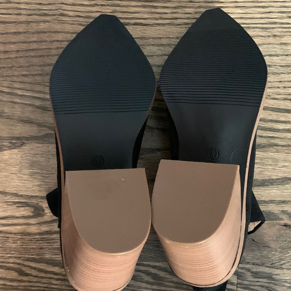 Black Suede Block Heel Ankle Boots - Picture 8 of 8